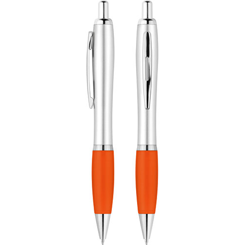 Druckkugelschreiber 'Beta' , silber, orange, ABS, 14,10cm (Länge), Bild 1