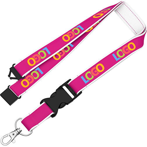 Lanyard Classic Neo , Promo Effects, pink / weiß, Polyester / Satin, 92,00cm x 2,50cm (Länge x Breite), Bild 2