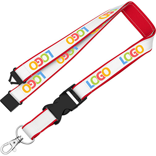 Lanyard Classic Neo , Promo Effects, weiß / dunkelrot, Polyester / Satin, 92,00cm x 1,50cm (Länge x Breite), Bild 2