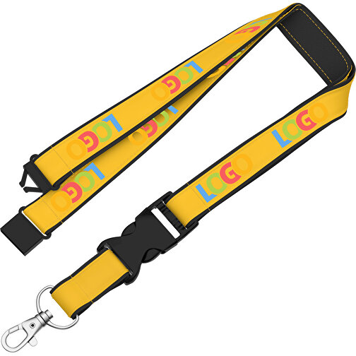 Lanyard Classic Neo , Promo Effects, sonnengelb / schwarz, Polyester / Satin, 92,00cm x 2,50cm (Länge x Breite), Bild 2