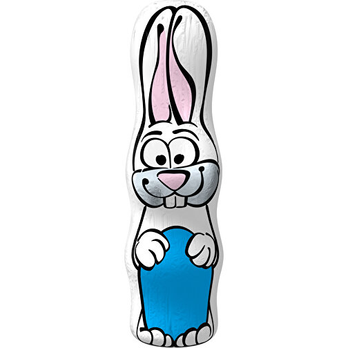 MAXI-Schoko-Osterhase , himmelblau / weiss, 4,50cm x 15,00cm (Länge x Breite), Bild 1