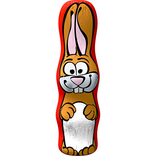 MAXI-Schoko-Osterhase , weiss / rot, 4,50cm x 15,00cm (Länge x Breite), Bild 1