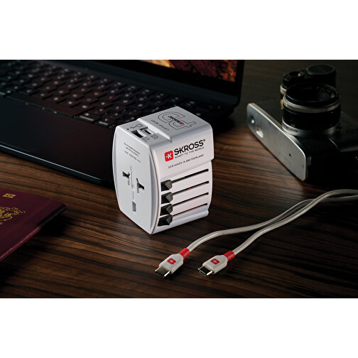 SKROSS World Travel Adapter MUV 65W PD Mit USB-C-Kabel, Weiß , weiß, PC, 6,30cm x 7,90cm x 5,40cm (Länge x Höhe x Breite), Bild 9