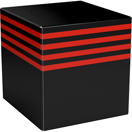 Taschentücher-Box 'Real Cube 100' , schwarz / rot, Karton Simcote, GC2 300g/m2 0,55 micron, 11,50cm x 11,50cm x 11,50cm (Länge x Höhe x Breite), Bild 1