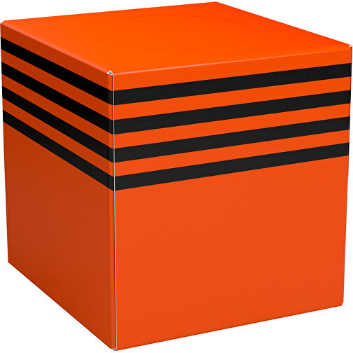 Taschentücher-Box 'Real Cube 100' , orange / schwarz, Karton Simcote, GC2 300g/m2 0,55 micron, 11,50cm x 11,50cm x 11,50cm (Länge x Höhe x Breite), Bild 1