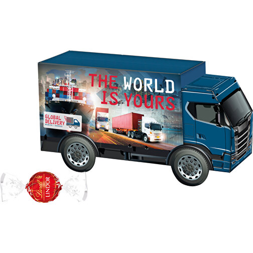 3D-Präsent LKW , Lindt, Vollkartonhülle, weiß, 4,60cm x 7,00cm x 12,80cm (Länge x Höhe x Breite), Bild 1