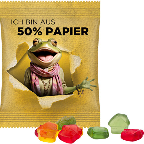 Minitüte 15g, Fruchtgummi Standardformen , Trolli, Papierfolie, 8,40cm x 7,00cm (Höhe x Breite), Bild 1