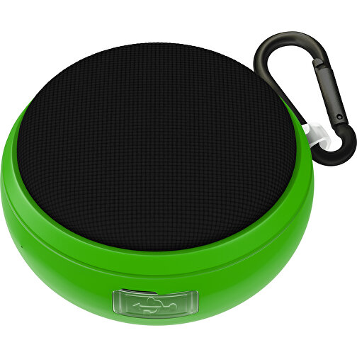 Wasserdichter Bluetooth Outdoor-Lautsprecher Splashtune , schwarz / grasgrün, gummiertes Kunststoff, 10,00cm x 4,40cm x 9,50cm (Länge x Höhe x Breite), Bild 1