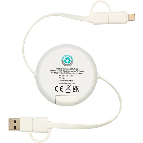 Câble rétractable 5 en 1 Chechia de 100 cm en plastique recyclé pour la synchronisation des donn, Image 5