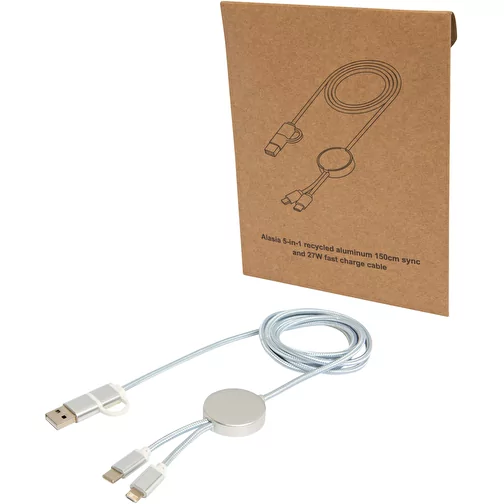 Câble 5 en 1 Alasia en aluminium et plastique recyclés de 150 cm pour la synchronisation des donn, Image 1