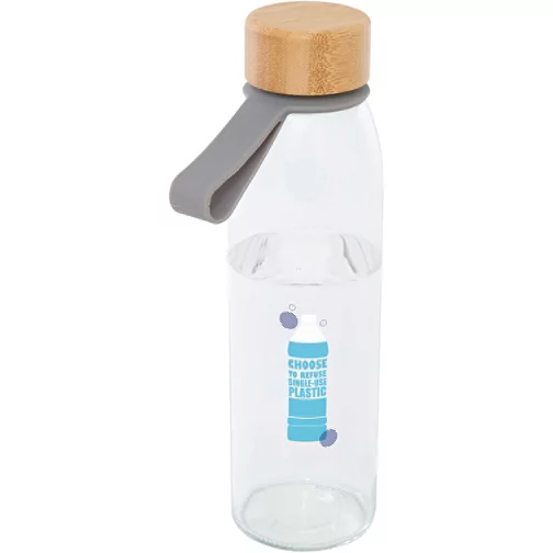 Bouteille en verre Porto 500 ml avec poignée en silicone et couvercle en bambou, Image 2