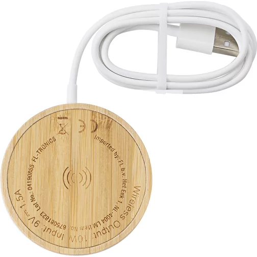 Caricabatterie wireless in bamboo e TPE Riaz, Immagine 1