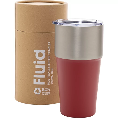 Gobelet Fluid en acier recyclé certifié RCS, 500ml, rouge, Image 10