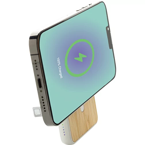 Banque d\'énergie magnétique en bambou Zen 5000mAh 5W en plastique RCS r, blanc, Image 6