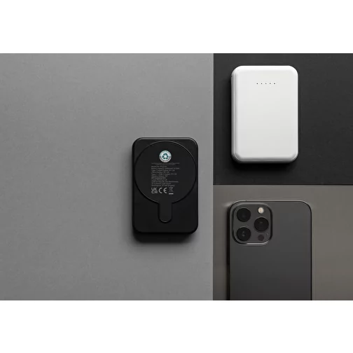 Stellar 5.000mAh 5W powerbank magnétique en RCS rec. ABS, noir, Image 10