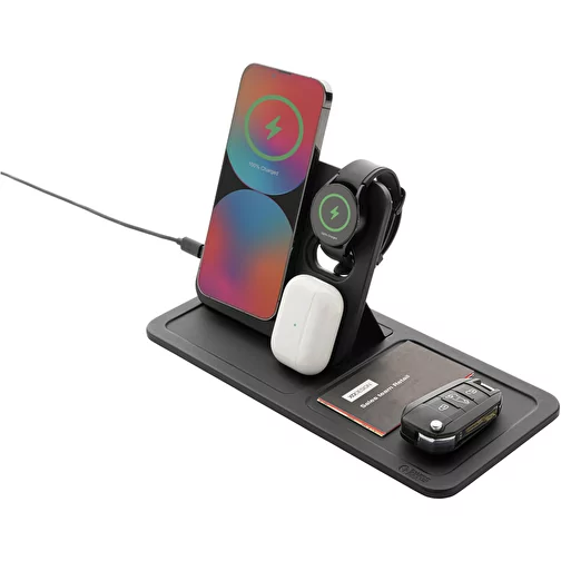 Swiss Peak 3-in-1- Wireless-Charging Desk-Tray en RCS rPU, noir, Image 2
