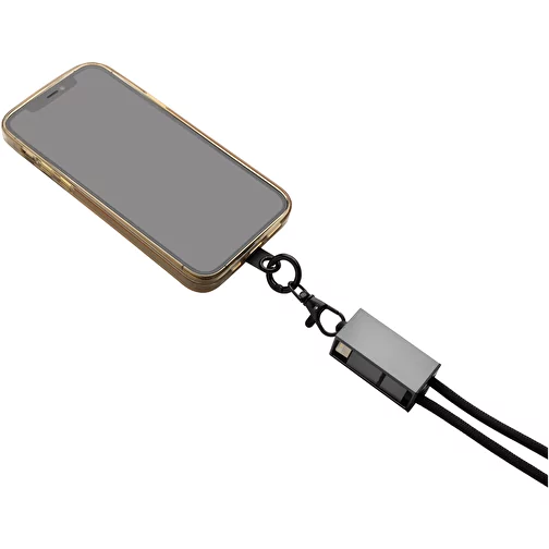 Câble de recharge Terra 60Wdual en PET recyclé RCS avec lanyard, gris, Image 5