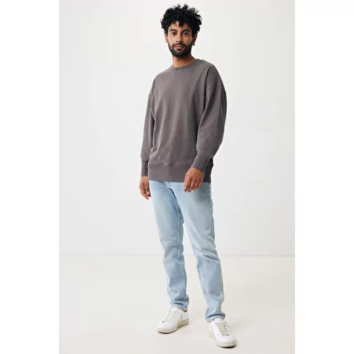 Iqoniq Kruger Relax-Sweater à col rond en coton recyclé. Coton, anthracite, Image 4