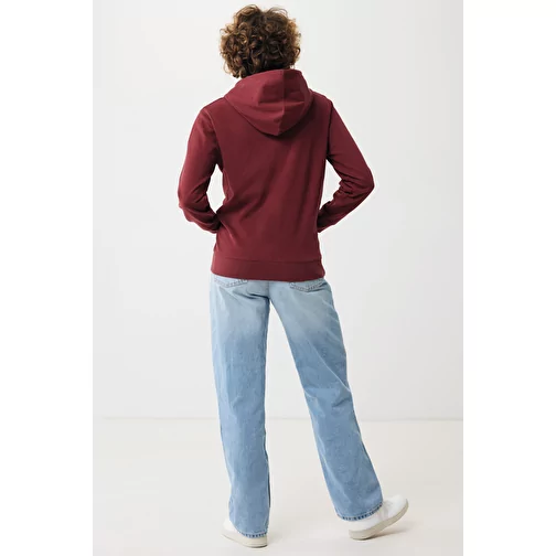 Iqoniq Abisko sweat à capuche zippé en coton recyclé, bordeaux, Image 12
