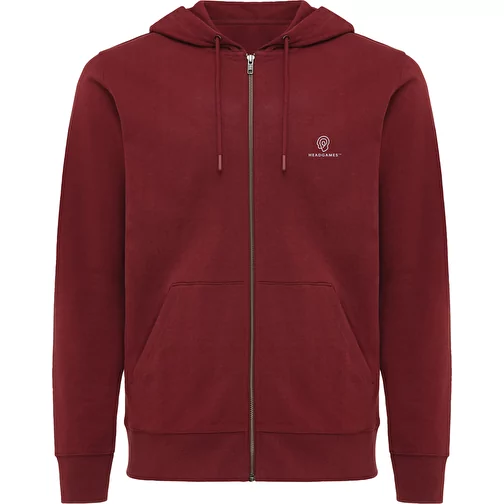Iqoniq Abisko sweat à capuche zippé en coton recyclé, bordeaux, Image 3