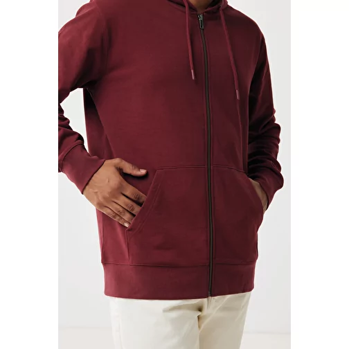 Iqoniq Abisko sweat à capuche zippé en coton recyclé, bordeaux, Image 8