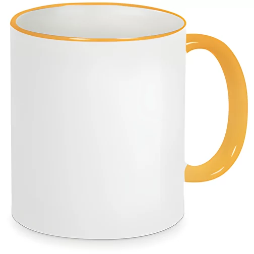 Forme 798 Tasse en céramique Sublimation blanche, bord et anse en couleur, Image 1