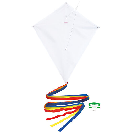 Promotion-Drachen LOOPING , weiß, 190T Polyester, 70,00cm x 58,00cm (Länge x Breite), Bild 1