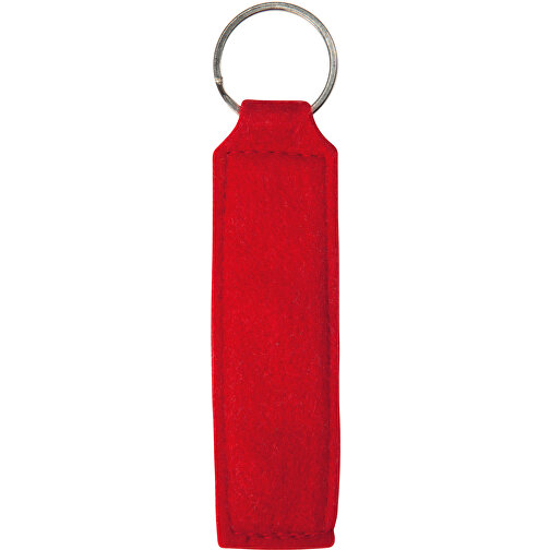 Polyesterfilz Schlüsselanhänger Rechteck , rot, Polyester, 11,00cm x 0,50cm x 3,00cm (Länge x Höhe x Breite), Bild 1