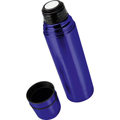 ROMINOX® Isolierkanne // Cup In Cup - Mit 2 Deckeln - Blau , blau, Edelstahl - farbig lackiert, Kunststoff, 8,00cm x 31,00cm x 8,00cm (Länge x Höhe x Breite), Bild 2