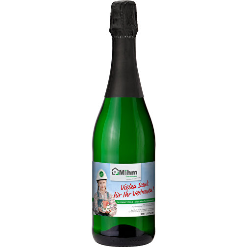 Sekt Cuvée - Flasche Grün , schwarz, Glas, 8,30cm x 30,00cm x 8,30cm (Länge x Höhe x Breite), Bild 1