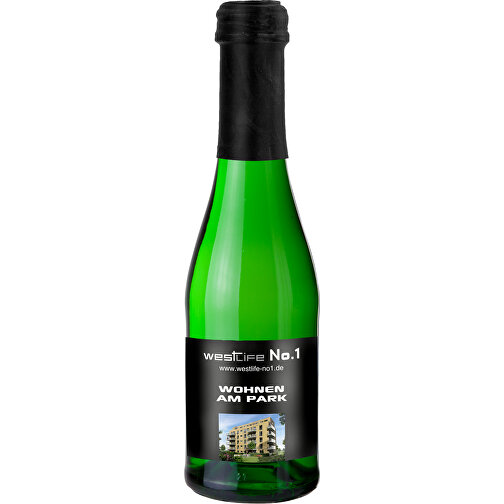 Sekt Cuvée Piccolo - Flasche Grün , schwarz, Glas, 5,50cm x 20,00cm x 5,50cm (Länge x Höhe x Breite), Bild 1