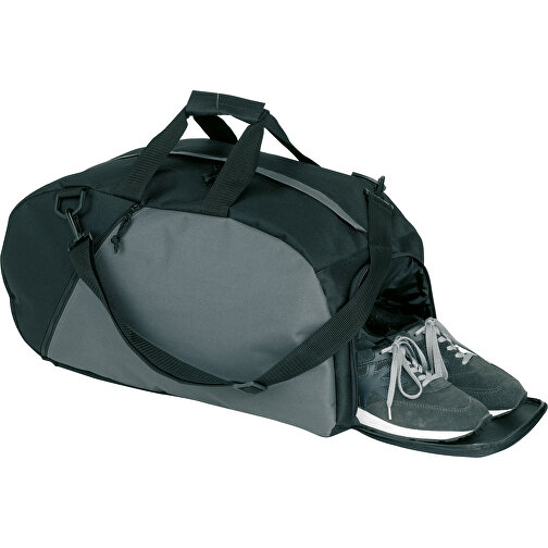 Sporttasche RELAX GYM , grau, schwarz, 600D Polyester, 52,00cm x 27,00cm x 27,50cm (Länge x Höhe x Breite), Bild 1