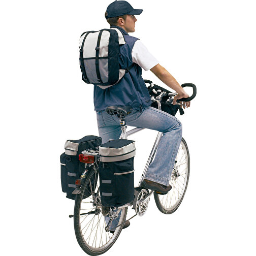Fahrrad-Packtaschenset BIKE 3-teilig , grau, schwarz, 600D Polyester, 31,00cm x 12,50cm x 41,00cm (Länge x Höhe x Breite), Bild 2