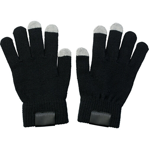 Handschuhe Aus Acryl Elena , schwarz, Polyester, 95% Acry  5% Elastan, 22,00cm x 1,90cm x 10,50cm (Länge x Höhe x Breite), Bild 1