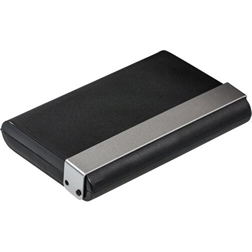 Visitenkartenbox REFLECTS-RESENDE , schwarz, silber, Aluminium, Kunststoff, 10,00cm x 1,60cm x 6,60cm (Länge x Höhe x Breite), Bild 1