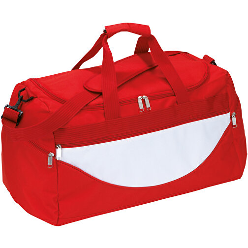 Sporttasche CHAMP , rot, weiß, 600D Polyester, 59,00cm x 30,00cm x 31,00cm (Länge x Höhe x Breite), Bild 1