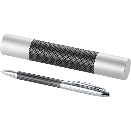 Winona Kugelschreiber Mit Carbon Details , silber / grau, Metall, 16,00cm (Höhe), Bild 5