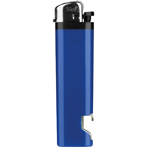 GO Flaschenöffner Classic Feuerzeug , blau, Kunststoff, 9,00cm x 0,90cm x 2,40cm (Länge x Höhe x Breite), Bild 1