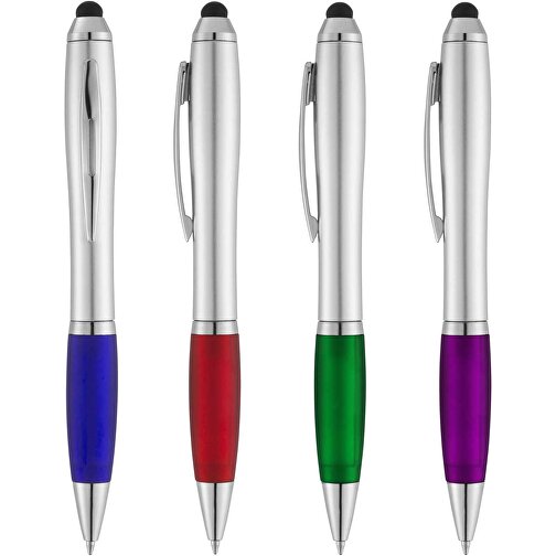 Nash kule- og touchpenn med sølvfarget kropp og farget gummigrep, Bilde 4