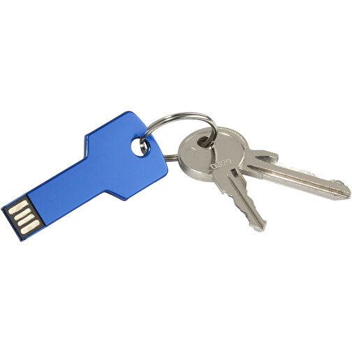 USB-Stick Schlüssel 2.0 8GB , Promo Effects MB , blau MB , 8 GB , Metall MB , 3 - 10 MB/s MB , 5,70cm x 2,40cm (Länge x Breite), Bild 2
