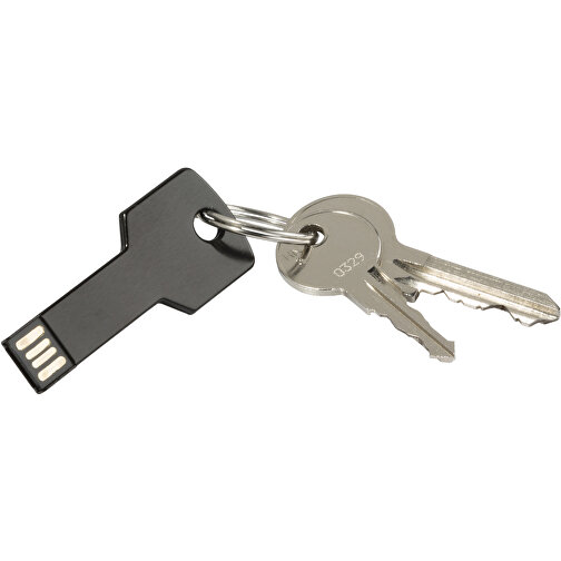 USB-Stick Schlüssel 2.0 8GB , Promo Effects MB , schwarz MB , 8 GB , Metall MB , 3 - 10 MB/s MB , 5,70cm x 2,40cm (Länge x Breite), Bild 2