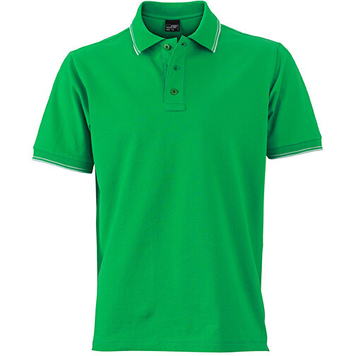 Men’s Polo , James Nicholson, fern-grün/weiß, 95% Baumwolle, 5% Elasthan, XL, , Bild 1