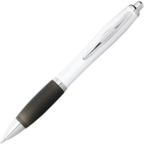 Nash Kugelschreiber Weiss Mit Farbigem Griff , weiss / schwarz, ABS Kunststoff, 14,00cm (Höhe), Bild 2