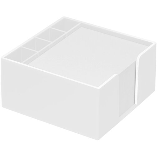 Zettelbox 'Lambda' Mit Köcher , weiß, PS+PAP, 10,50cm x 5,00cm x 10,50cm (Länge x Höhe x Breite), Bild 1