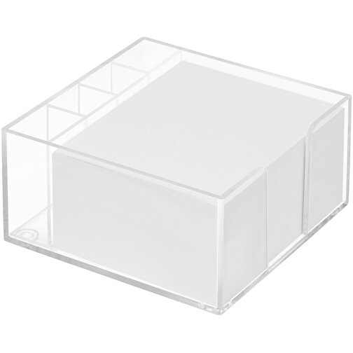 Zettelbox 'Lambda' Mit Köcher , weiß, PS+PAP, 10,50cm x 5,00cm x 10,50cm (Länge x Höhe x Breite), Bild 2