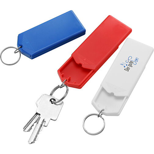 Schlüsselanhänger-Safebox , weiß, PS+MET, 8,00cm x 1,10cm x 3,50cm (Länge x Höhe x Breite), Bild 2