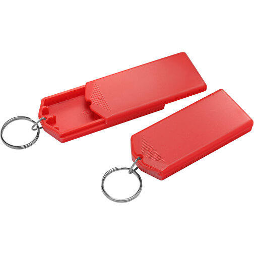 Schlüsselanhänger-Safebox , rot, PS+MET, 8,00cm x 1,10cm x 3,50cm (Länge x Höhe x Breite), Bild 1