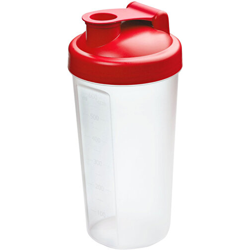 Shaker 'Protein', 0,6 L , standard-rot/transparent, Kunststoff, 20,00cm (Höhe), Bild 1