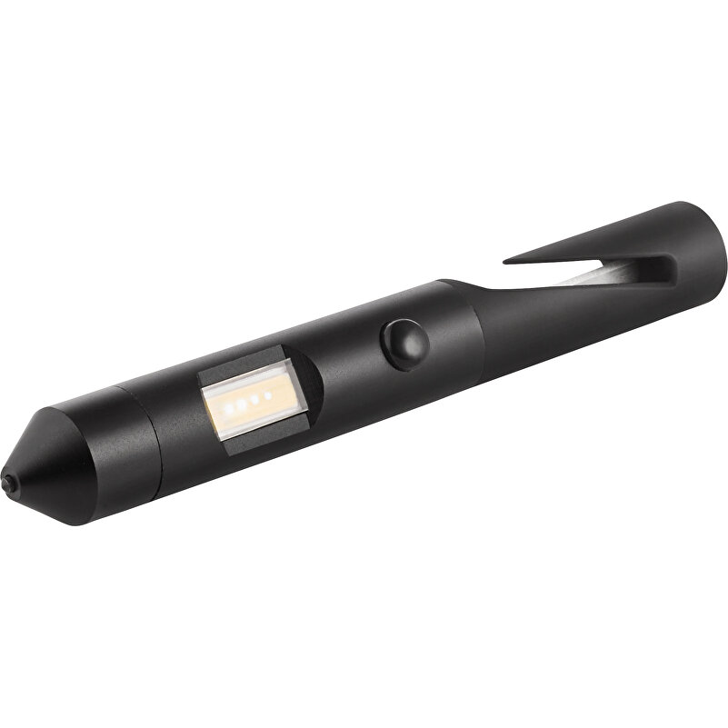 METMAXX ® LED MegaBeam Sicherheitslampe COBSecurity schwarz (schwarz,  Metall/Kunststoff, 65g) als Werbegeschenke Auf